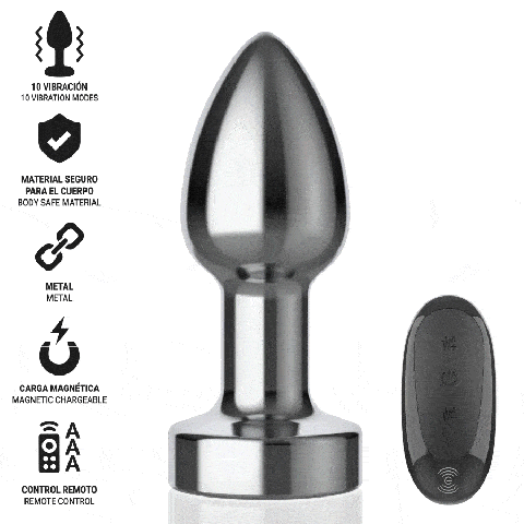 INTENSE - PLUG ANAL 10 VIBRAÇÕES METAL COM CONTROLE REMOTO S