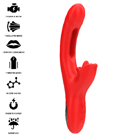 INTENSE - JESSICA MULTIFUNCIONAL VIBRADOR ESTIMULAÇÃO DO CLITÓRIS 24,8 CM VERMELHO