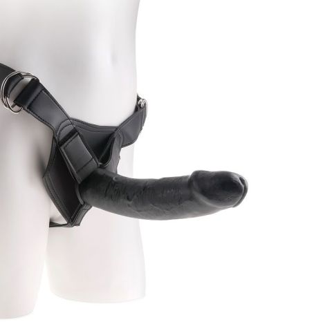 KING COCK - HARNESS COM PÊNIS PRETO REALISTA 22,9 CM